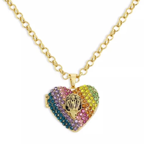 Kurt Geiger Jewelry - Kurt Geiger Rainbow Pave Heart Locket Necklace